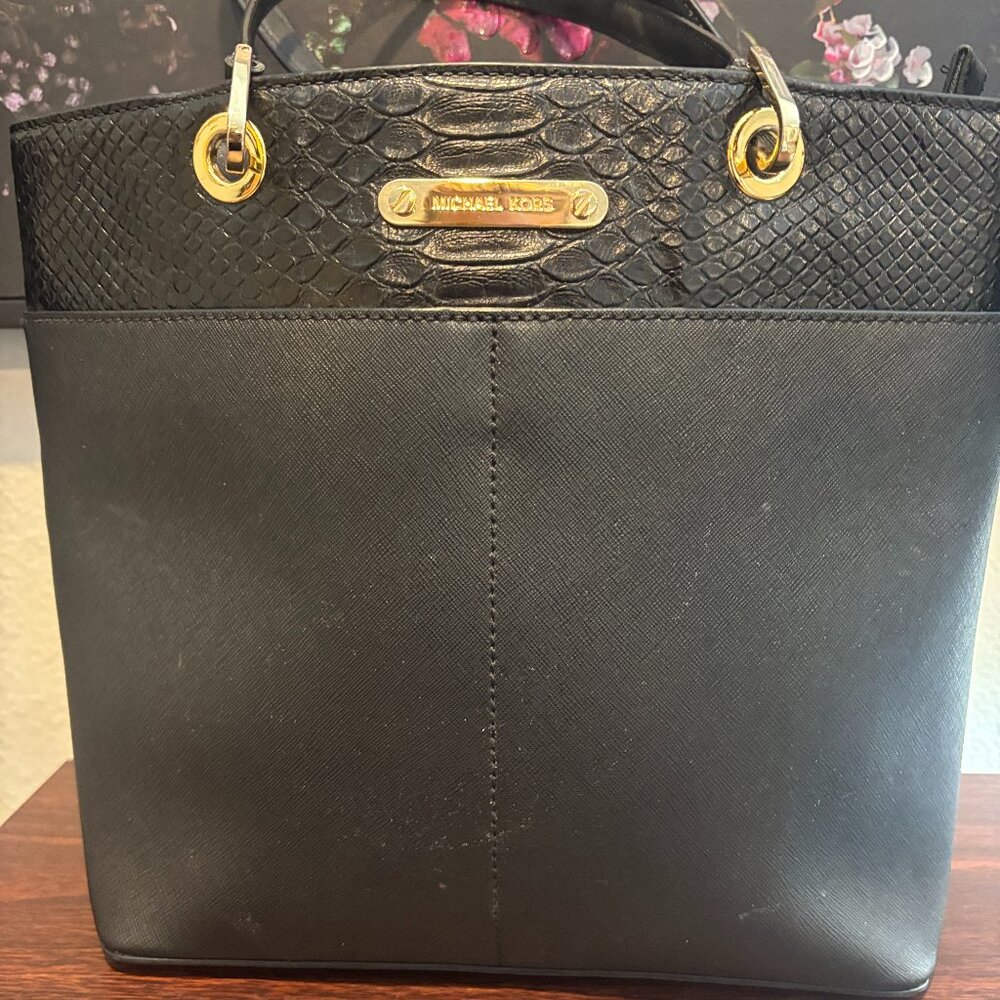 Michael Kors Genuine Saffiano Leather and Snakeskin Tote
